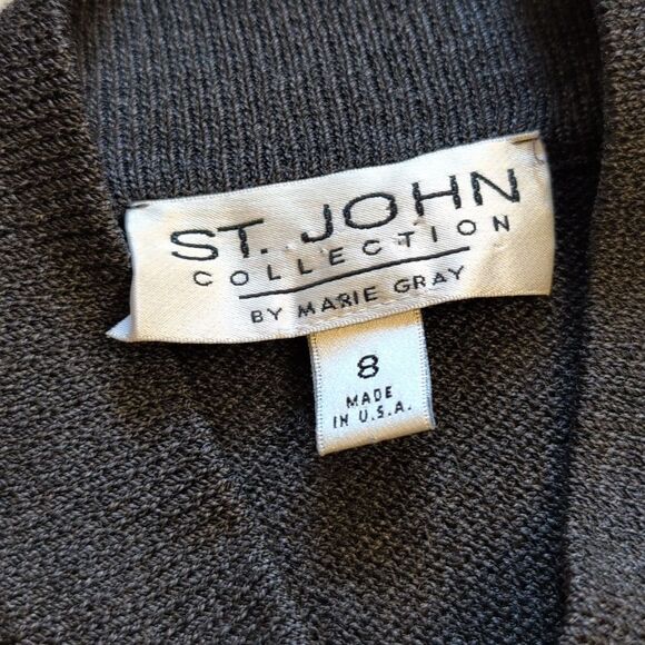 St. John Knit zip front jacket minimalist dark grey size 8 - Picture 6 of 11